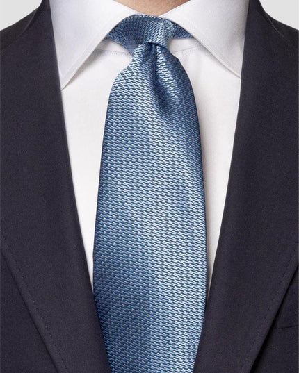 Eton Blue geometric woven silk tie slips - Mandy