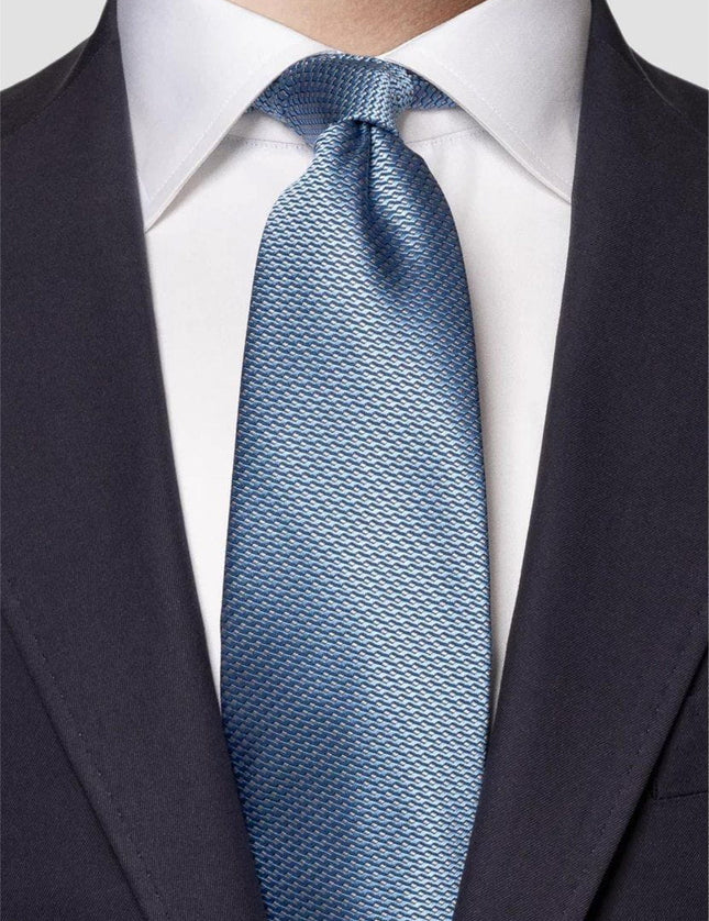 Eton Blue geometric woven silk tie slips - Mandy