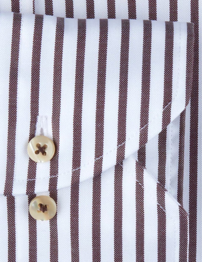 Stenströms Brown Striped Oxford Shirt - Mandy