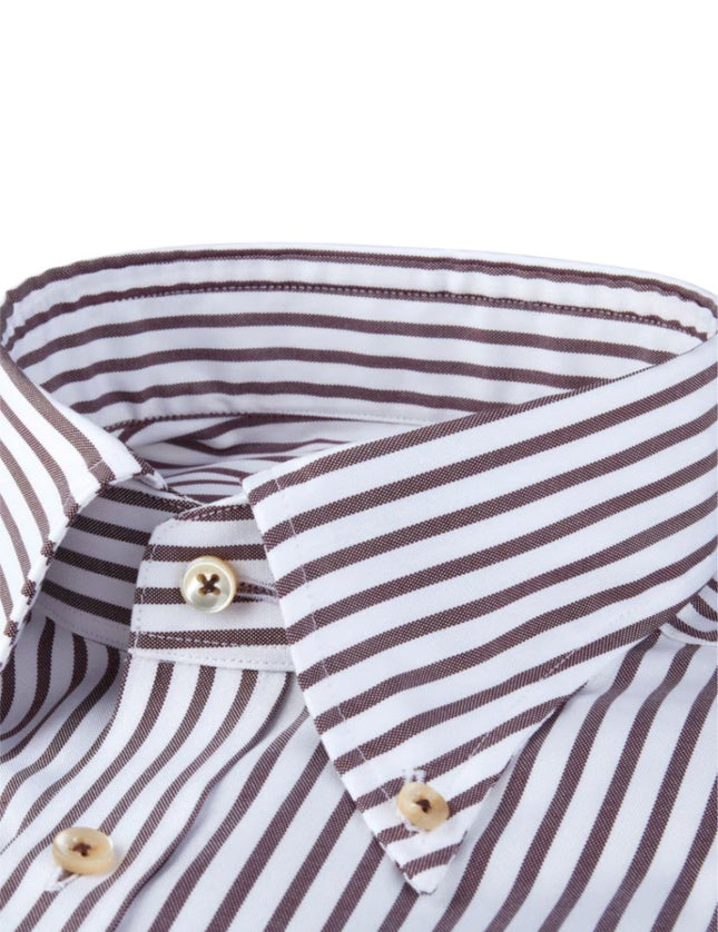 Stenströms Brown Striped Oxford Shirt - Mandy