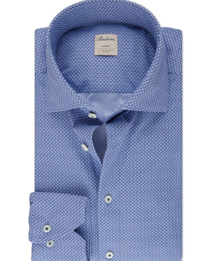 Stenströms Casual blue patterned jersey shirt slimline - Mandy