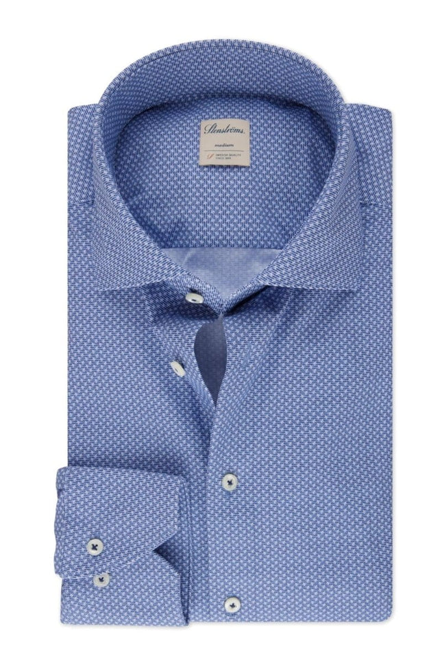 Stenströms Casual blue patterned jersey shirt slimline - Mandy