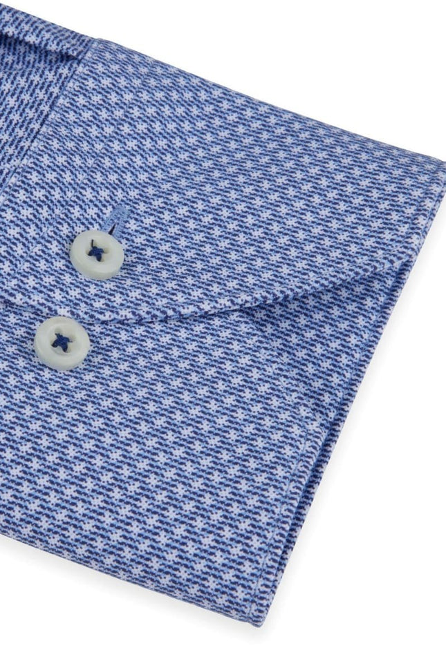 Stenströms Casual blue patterned jersey shirt slimline - Mandy