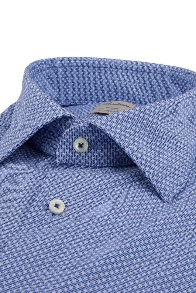 Stenströms Casual blue patterned jersey shirt slimline - Mandy