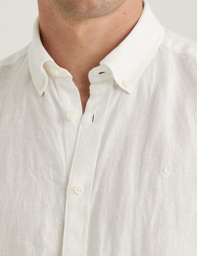 Morris Stockholm Douglas Linen SS Shirt - Classic Fit 01 White - Mandy