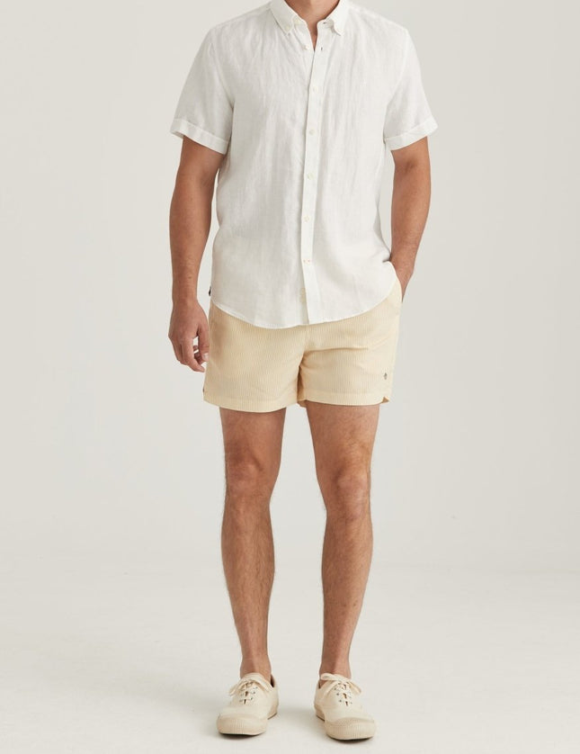 Morris Stockholm Douglas Linen SS Shirt - Classic Fit 01 White - Mandy