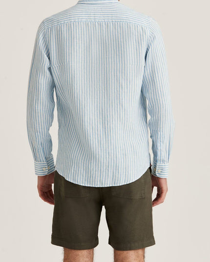 Morris Stockholm Douglas Linen Stripe BD Shirt 56 Blue - Mandy