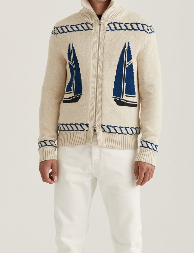 Morris Stockholm Fisher Zip Cardigan - Mandy