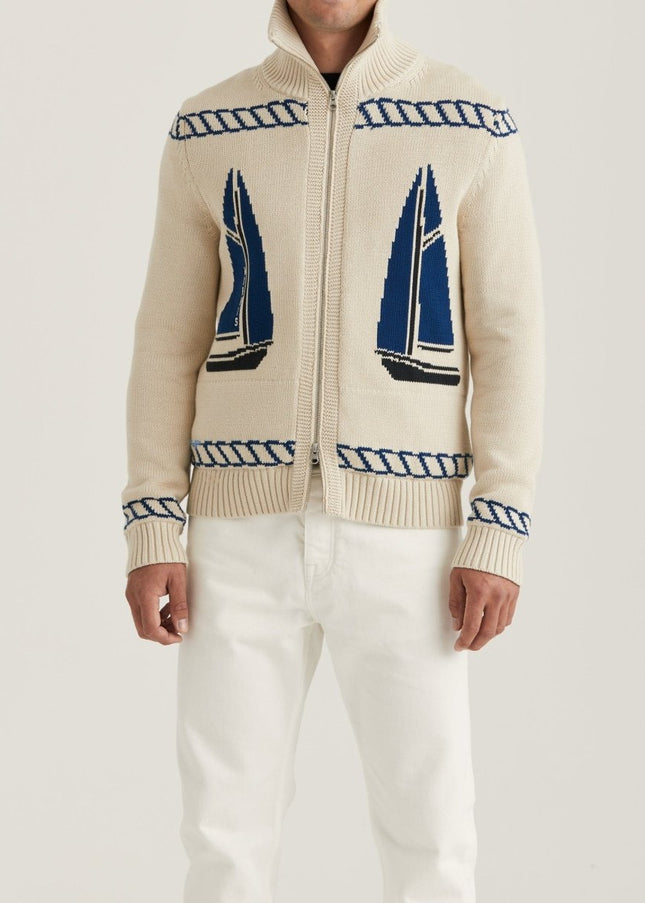 Morris Stockholm Fisher Zip Cardigan - Mandy