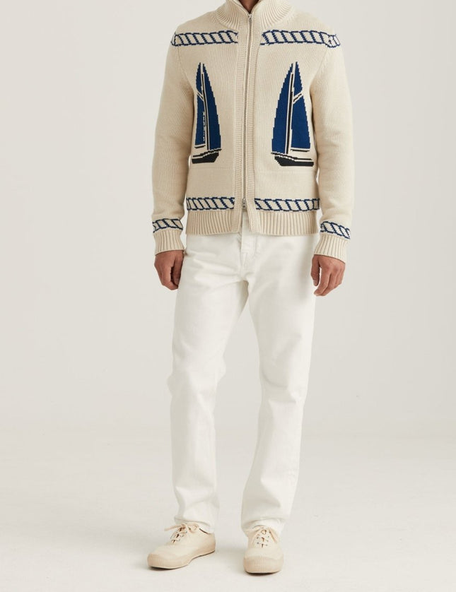 Morris Stockholm Fisher Zip Cardigan - Mandy