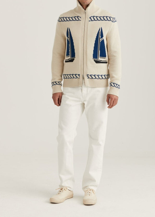 Morris Stockholm Fisher Zip Cardigan - Mandy