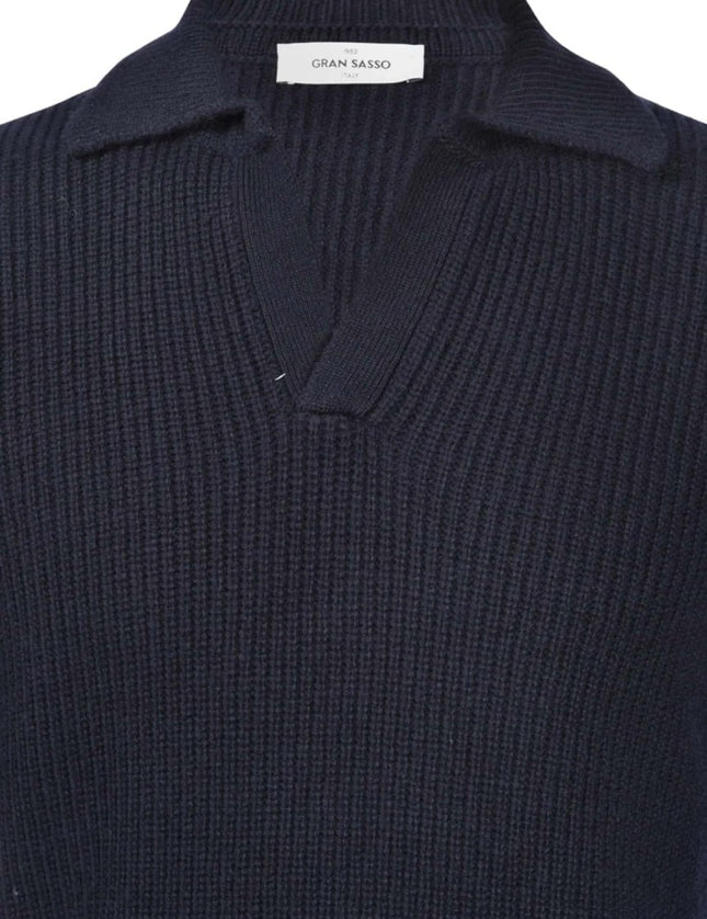 Gran Sasso HALF - FISHERMAN'S RIB KNIT SKIPPER POLO - Mandy