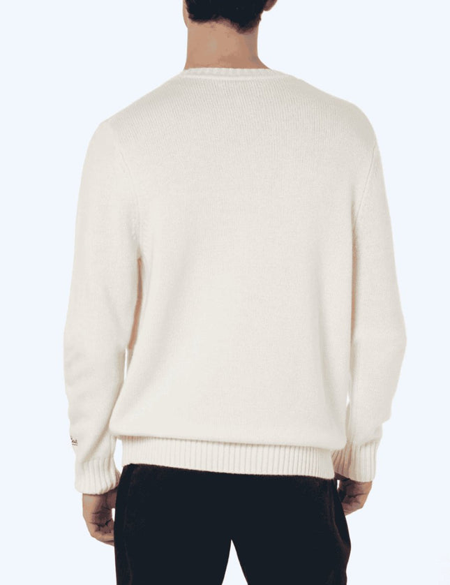 MC2 Saint Barth Man white sweater Bombardino with Après ski embroidery - Mandy