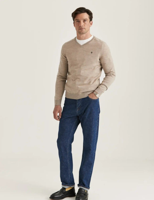 Morris Stockholm Merino Vneck - Mandy