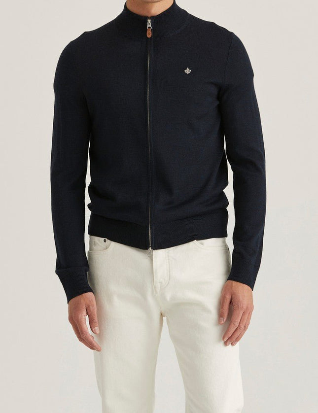 Morris Stockholm Merino Zip Cardigan - Mandy