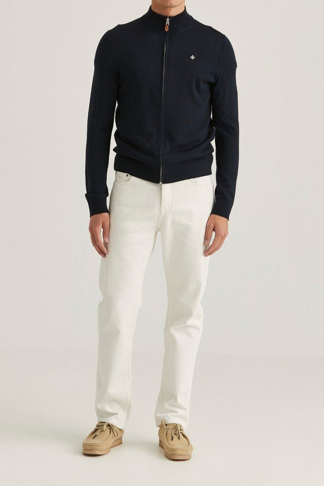 Morris Stockholm Merino Zip Cardigan - Mandy