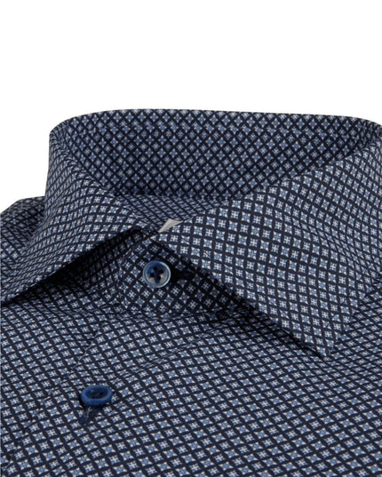 Stenströms Navy patterned poplin shirt fitted body - Mandy