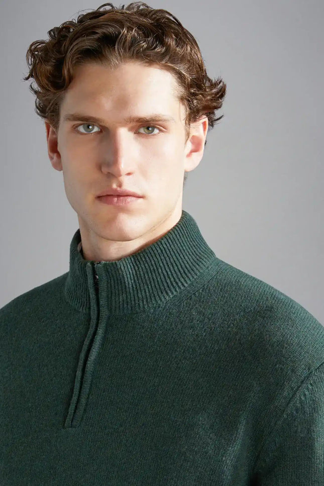 Paul & Shark Re - wool half sweater with iconic badge - Mandy