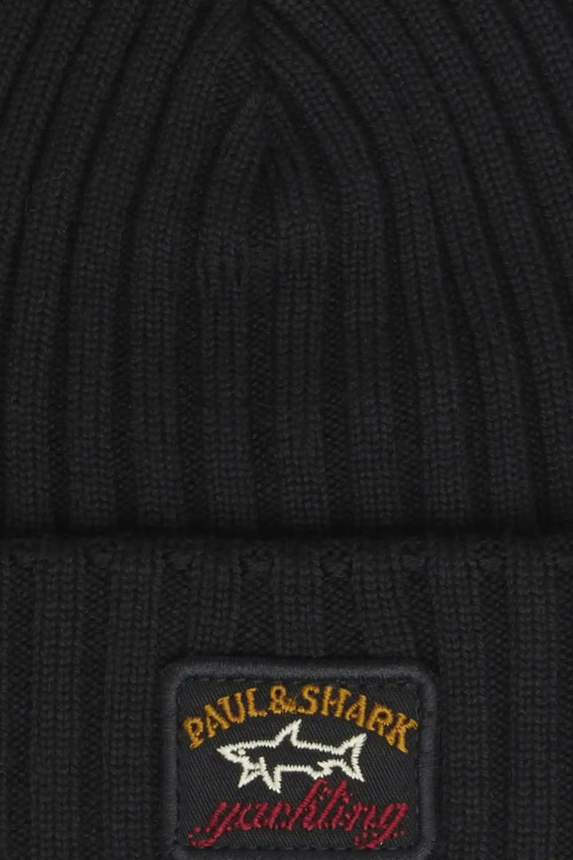 Paul & Shark Ribbed wool beanie with iconic badge - Mandy