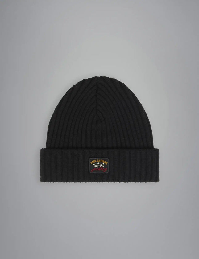 Paul & Shark Ribbed wool beanie with iconic badge - Mandy