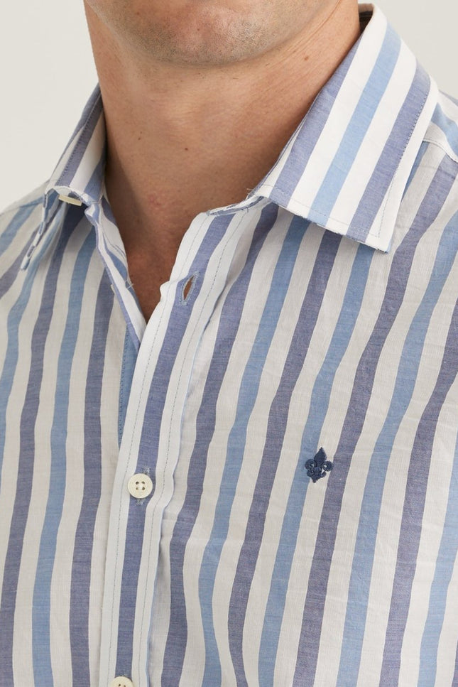 Morris Stockholm Summer Stripe Shirt - Classic Fit 57 Blue - Mandy