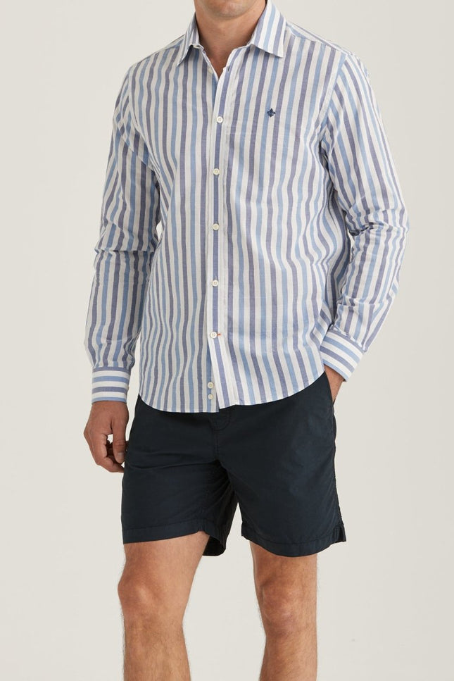 Morris Stockholm Summer Stripe Shirt - Classic Fit 57 Blue - Mandy